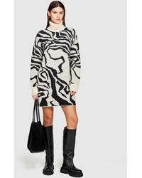 Sisley - Zebra Knit Dress - Lyst