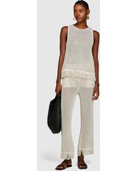 Sisley - Perforated Tank Top With Fringe - Lyst