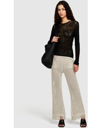 Sisley - Perforated Trousers With Fringe - Lyst