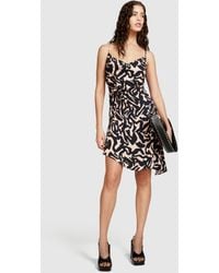 Sisley - Printed Dress With Gathering - Lyst