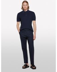Sisley - Polo Blu Scuro In Maglia - Lyst