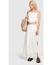 Sisley - Midi Skirt With Lace - Lyst