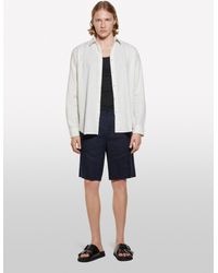Sisley - Bermuda Blu Scuro 100% Lino - Lyst