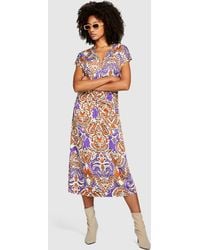 Sisley - Midi Dress With Rouching - Lyst