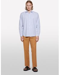 Sisley - Gestreiftes Hemd Aus Hellblauer Leinenmischung, Mann, Größe - Lyst