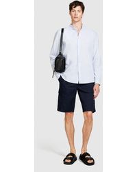Sisley - Mandarin Collar Shirt In Linen Blend - Lyst