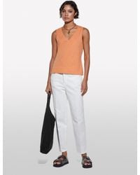 Sisley - Orangefarbenes Tanktop Mit V-Ausschnitt, Frau, Größe - Lyst