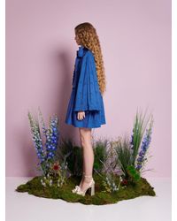Sister Jane Lyrical Bow-Embellished Denim Mini Dress in Blue