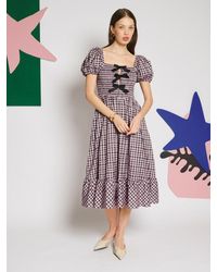 Sister Jane - Vence Check Bow Midi Dress - Lyst