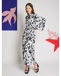 Sister Jane - Sketch Print Midi Dress With Headscarf - Lyst