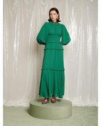 Queen of Archive Aria Chiffon Maxi Dress in Red | Lyst UK