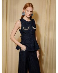 Sister Jane - Dream Brightside Denim Embellished Top - Lyst