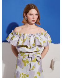 Sister Jane - Fig Flora Jacquard Ruffle Top - Lyst