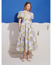Sister Jane - Fig Flora Jacquard Midi Dress - Lyst