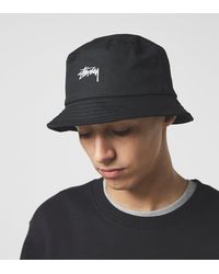 Stussy Stock Logo Bucket Hat - Negro