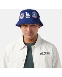 KTZ Los Angeles Dodgers Multi Patch Bucket Hat in Blue