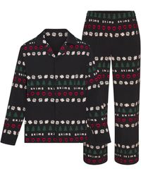 Skims - Jersey Pajama Set Onyx Pine Fair Isle - Lyst