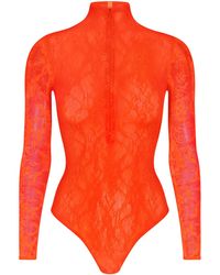 Skims - Lined Long Sleeve Thong Bodysuit - Lyst