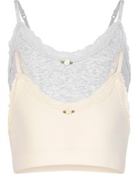 Skims - Juniors Lace Scoop Bralette 2-Pack Ecru And Light Heather - Lyst