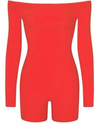 Skims - Picot Trim Off The Shoulder Onesie (bodysuit) - Lyst