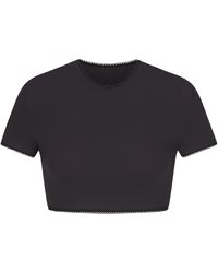 Skims - Picot Trim Super Cropped T-shirt - Lyst