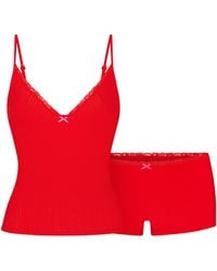 Skims - Pointelle Lace Cami Top And Boy Short Set - Lyst