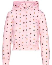 Skims - Plush Pointelle Zip Up Hoodie Cherry Blossom Snow Print - Lyst