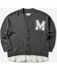 MM6 by Maison Margiela - Men S Two-in-one Knit Cardigan Dark Melange - Lyst