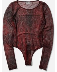 Guess - S Printed Mesh Bodysuit Petite - Lyst