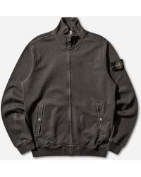 Stone Island - Malfilé Cotton Fleece Old Effect Zip-Up Track Jacket Charcoal - Lyst