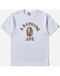 A Bathing Ape - Men S Wild Leopard Pattern College T-shirt White / Beige - Lyst