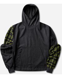 GR10K - S Somma Wool Plaid Hoodie Anthracite - Lyst
