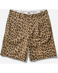 Wacko Maria - Men S Dickies Leopard Pleated Short Trousers (type-2) Beige - Lyst