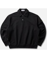 Stone Island - S Tubular Cotton Fleece Polo Sweatshirt - Lyst
