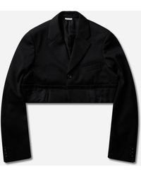 Comme des Garçons - S Wool Satin Layered Cropped Blazer - Lyst