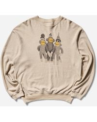 Kapital - Men S Linen Gauze Swt Knit Crewneck Sweatshirt (moneky Amigos) Ecru - Lyst
