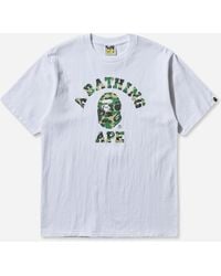 A Bathing Ape - Men S Abc Camo College T-shirt White / Green - Lyst