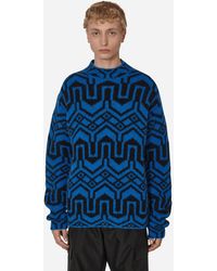 3 MONCLER GRENOBLE - Jacquard Mock Neck Sweater Blue - Lyst