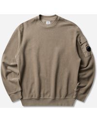 C.P. Company - Men S Brushed And Emerized Diagonal Fleece Crewneck Sweatshirt Fallen Rock - Lyst