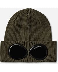C.P. Company - Cotton Goggle Beanie Ivy - Lyst