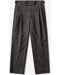 Needles - Men S Leopard Jacquard Side Tab Tucked Trousers Charcoal - Lyst