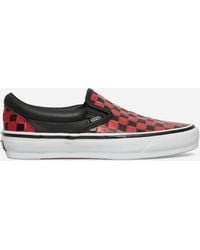 Vans - Classic Slip-on 98 Leather Check Vibram Sneakers Black / Racing Red - Lyst