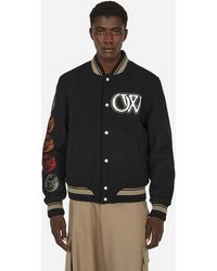 Off-White c/o Virgil Abloh - Moon Phase Logo Wool-blend Varsity Jacket - Lyst
