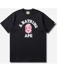 A Bathing Ape - Men S Abc Camo College T-shirt Black / Pink - Lyst