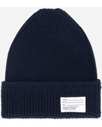 Visvim - Knit Cotton Beanie Navy - Lyst