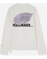 Oamc Peacemaker - Men S Leaf Loose Fit Crewneck Sweatshirt Snow - Lyst