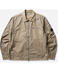 C.P. Company - Men S Cotton Plain Face Resined Zipped Lens Overshirt Fallen Rock - Lyst