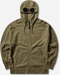 C.P. Company - Men S Diagonal Raised Fleece goggle Zipped Hoodie Dried Herb - Lyst