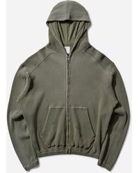 Roa - Men S Bee Sun Faded Waffle Zip Up Hoodie Olive - Lyst