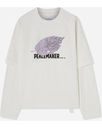 Oamc Peacemaker - Men S Leaf Double Layer Boxy T-shirt Snow - Lyst